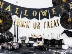 Balon czarny Nietoperze złote halloween 30 cm 1 szt.