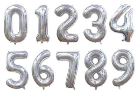 BALON foliowy CYFRA 100 cm HOLOGRAFICZNA brokat