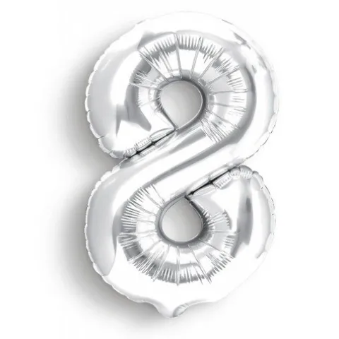 BALON foliowy CYFRA 100 cm SREBRNA