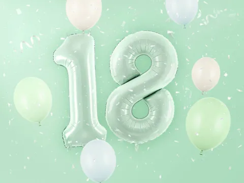 Balon foliowy CYFRA 8 pastelowy zielony 72 cm
