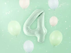 Balon foliowy CYFRA 4 pastelowy zielony 72 cm