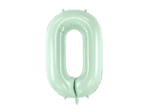 Balon foliowy CYFRA 0 pastelowy zielony 72 cm