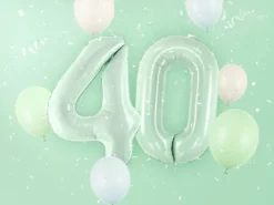 Balon foliowy CYFRA 0 pastelowy zielony 72 cm