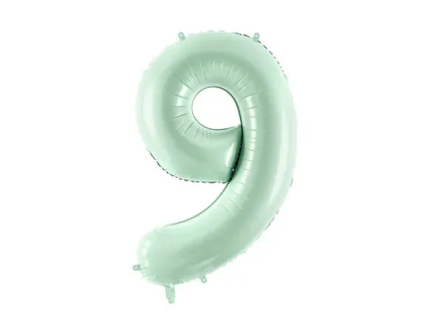 Balon foliowy CYFRA 9 pastelowy zielony 72 cm