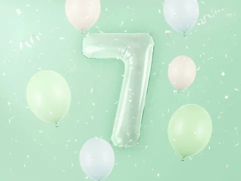 Balon foliowy CYFRA 7 pastelowy zielony 72 cm
