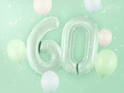Balon foliowy CYFRA 6 pastelowy zielony 72 cm