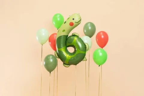 Balon foliowy CYFRA 6 ŻÓŁW 68 x 98 cm