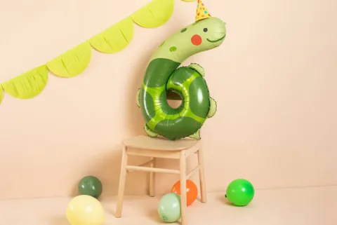 Balon foliowy CYFRA 6 ŻÓŁW 68 x 98 cm