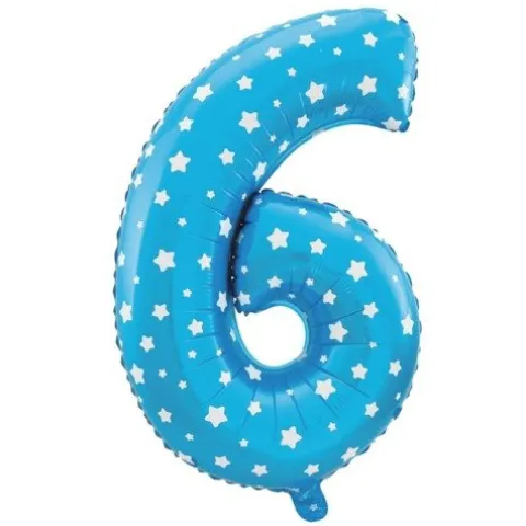 BALON foliowy CYFRA mała 40 cm NIEBIESKIE GWIAZDKI