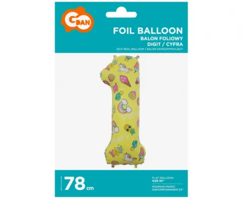 BALON foliowy CYFRA obrazki Dla Dziecka 78 cm