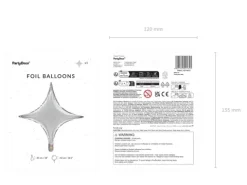 Balon foliowy Gwiazda 4-ramienna SREBRNA 45 cm
