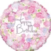 Balon foliowy Happy Birthday różowy kwiaty 18"