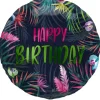 Balon foliowy Happy Birthday Tropikalny Neon 45 cm