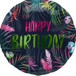 Balon foliowy Happy Birthday Tropikalny Neon 45 cm