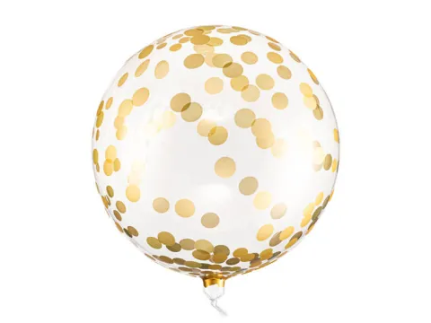 Balon foliowy Kula w kropki 40 cm transparentny