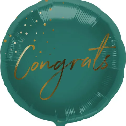 Balon foliowy okrągły Congrats Gratulacje zielony 45 cm