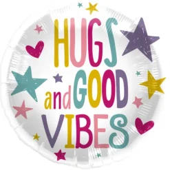 Balon foliowy okrągły Hugs and Good Vibes kolorowy 45 cm