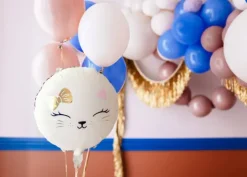 Balon foliowy okrągły kotek kremowy 18 cali 45 cm