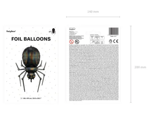 Balon foliowy PAJĄK 60x101 cm metalizowany Halloween