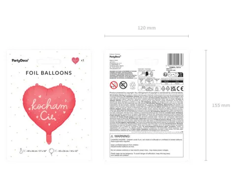 Balon foliowy serce "Kocham Cię" 45 cm