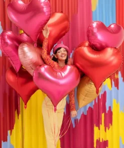 Balon foliowy SERCE satynowe czerwone 75 cm
