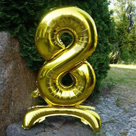 BALON foliowy stojący CYFRA złota XL 75 cm