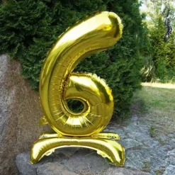 BALON foliowy stojący CYFRA złota XL 75 cm