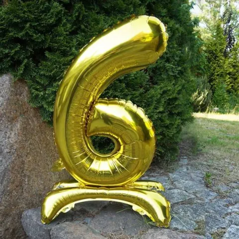 BALON foliowy stojący CYFRA złota XL 75 cm