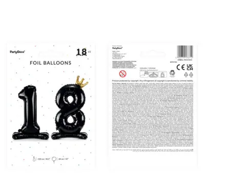 Balon foliowy stojący Liczba "18" na Osiemnastkę 84 cm
