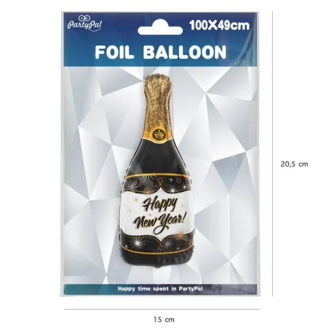 Balon foliowy Szampan butelka Happy New Year na Sylwestra 49x100cm