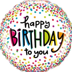 Balon foliowy z konfetti Happy Birthday 46 cm