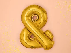 BALON foliowy ZNAK AND mały 35 cm złoty na powietrze