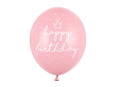 Balon gumowy happy birthday różowy 30 cm 1 szt.