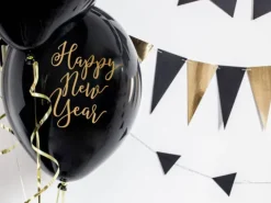 Balon Happy New Year czarny pastel 1szt. SYLWESTER