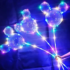 Balon MYSZKA MICKEY świecący transparentny LED na patyczku
