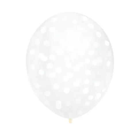 Balon przeźroczysty konfetti papierowe białe 1 szt.