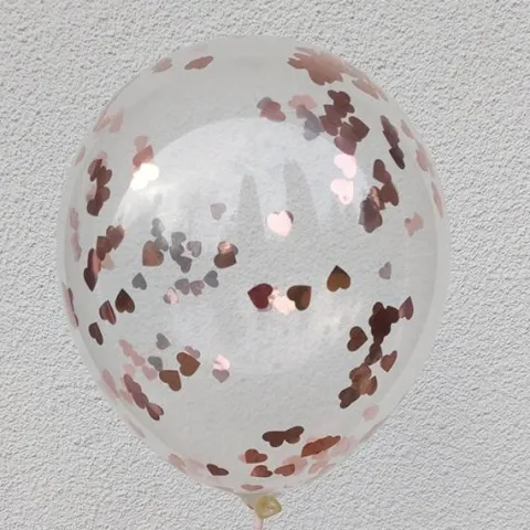 Balon przeźroczysty z konfetti serca 1 szt. - kolor do wyboru