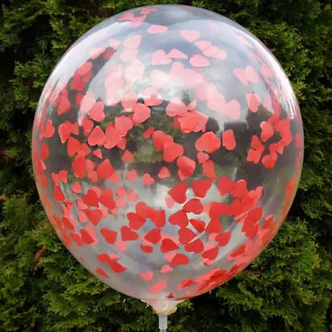Balon przeźroczysty z konfetti serca 1 szt. - kolor do wyboru