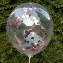 Balon przeźroczysty z konfetti serca 1 szt. - kolor do wyboru