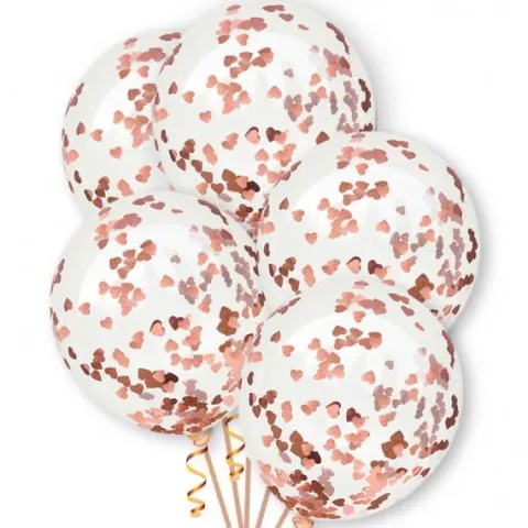 Balon przeźroczysty z konfetti serca 1 szt. - kolor do wyboru