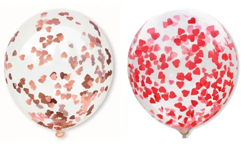 Balon przeźroczysty z konfetti serca 1 szt. - kolor do wyboru