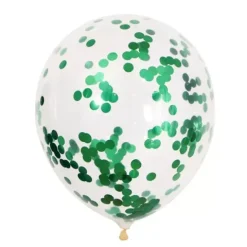 Balon przeźroczysty z konfetti METALICZNE foliowe zielone 1 szt.