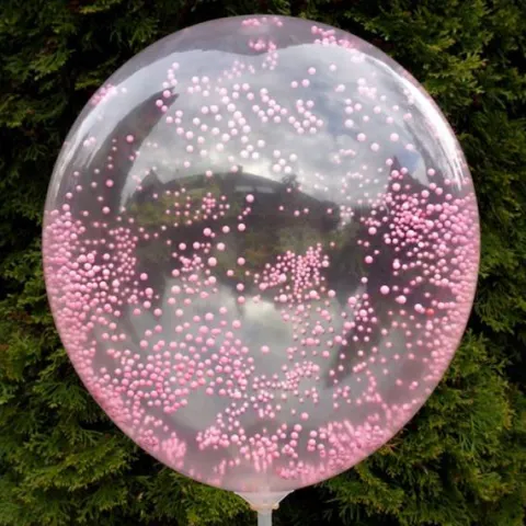 Balon przeźroczysty z piankowymi kuleczkami 1 szt. - kolor do wyboru