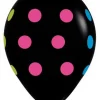 Balon Sempertex Czarny w Neonowe Kropki 12'' 1 szt