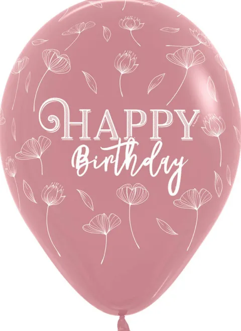 Balon Sempertex Happy Birthday Blossom Rosewood 12 cali 1 szt. mix