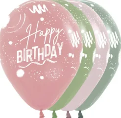 Balon Sempertex Happy Birthday (brush design) 12 cali 1 szt. mix