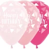 Balon Sempertex Happy Birthday trójkąty Pink 12 cali 1 szt. mix