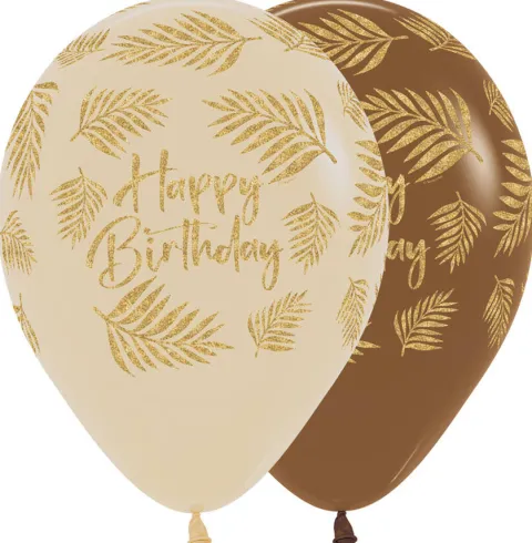 Balon Sempertex Happy Birthday Palmy brokat 12 cali 1 szt. mix