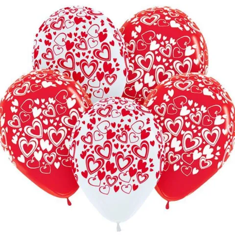 Balon Sempertex Podwójne Serca - Białe- 1 sztuka