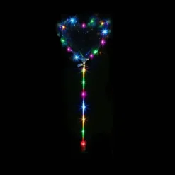 Balon SERCE świecący transparentny LED na patyczku